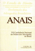ANAIS DA VII CONFERÊNCIA NACIONAL DA ORDEM DOS ADVOGADOS DO BRASIL                                                                                                                                                                                                         